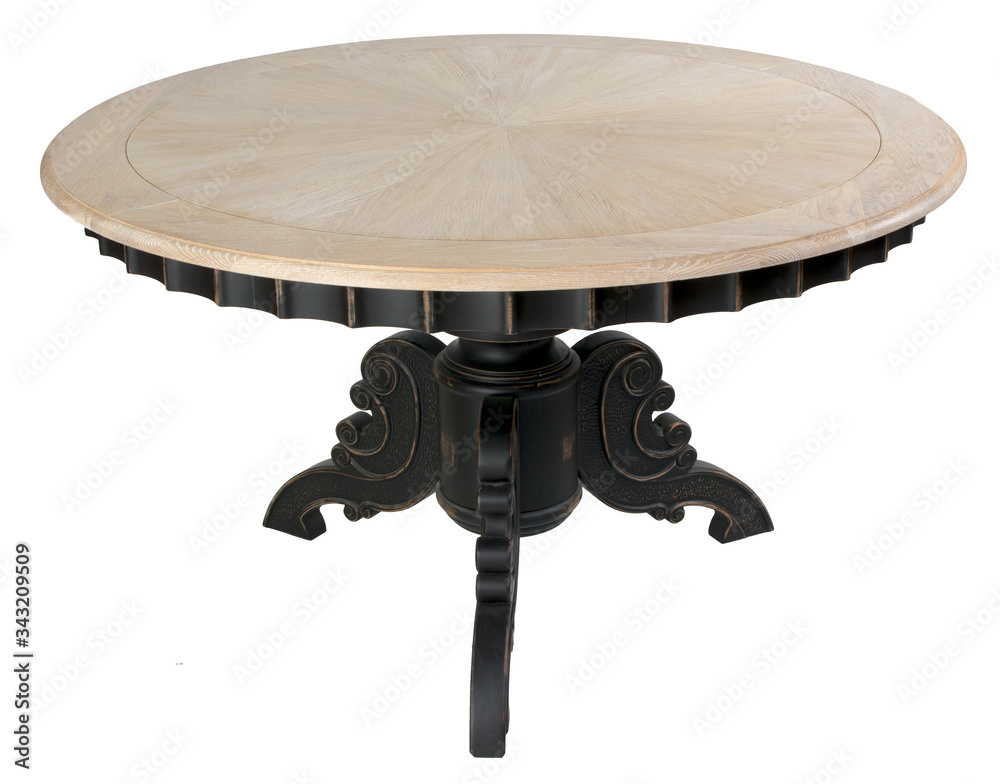 Round wooden table on the central leg
Round wooden table on the central leg