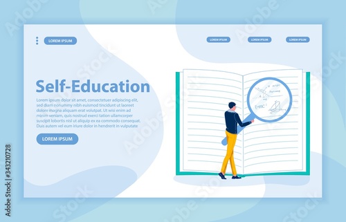 Self-Education Flat Vector Landing Page and Banner