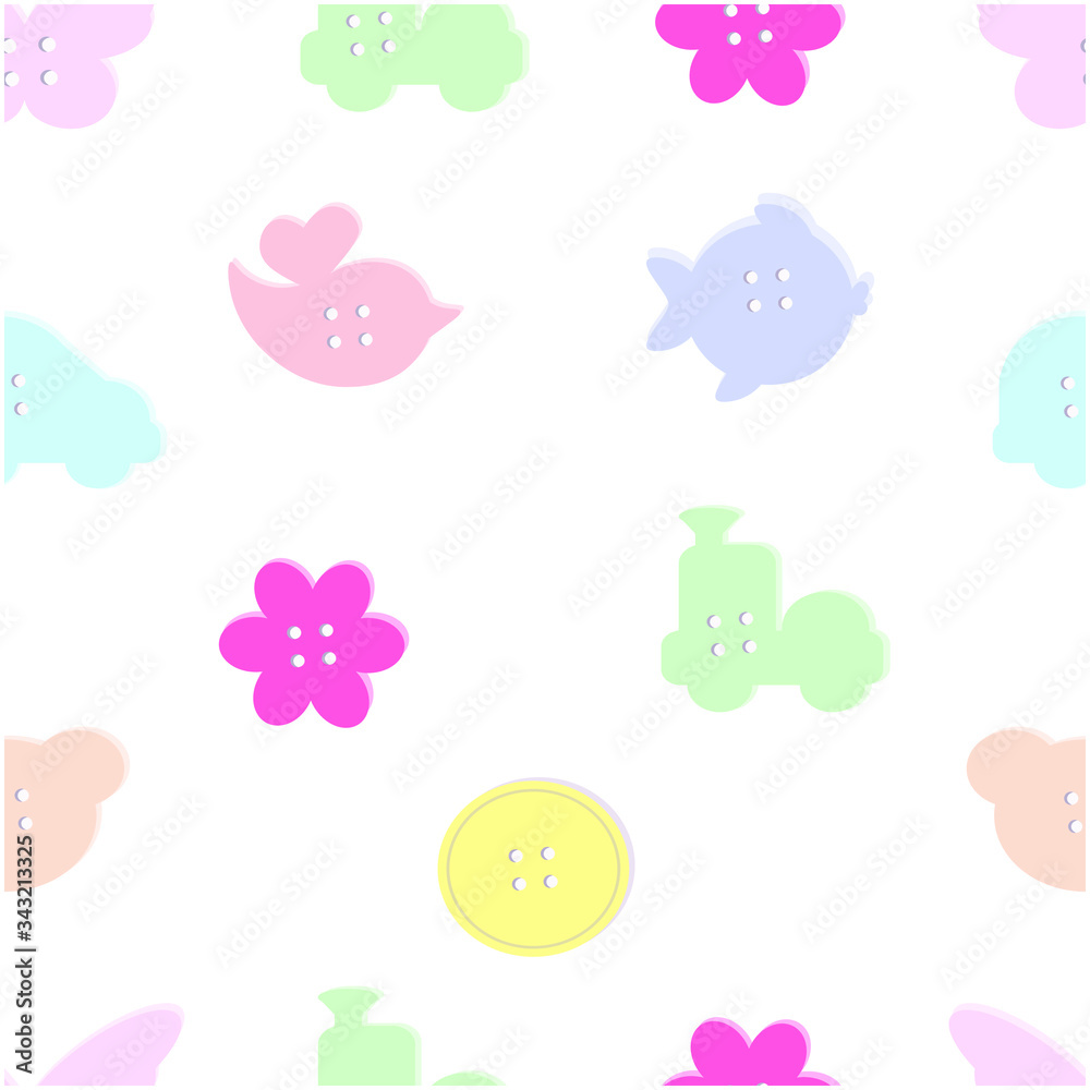 illustration of baby buttons seamless pattern