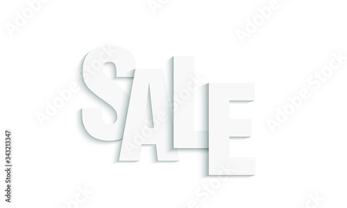 Sale, letters with shadow, white vector cut out of paper with realistic shadows.