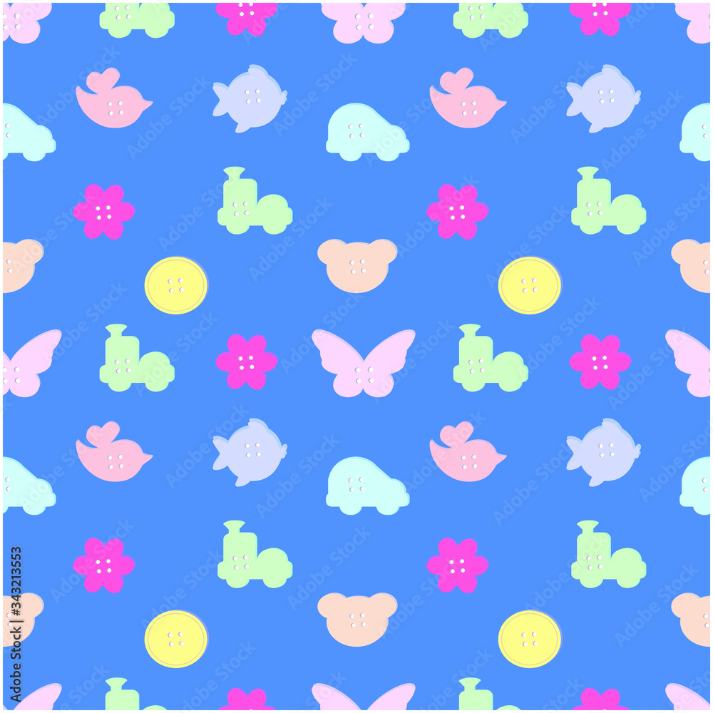 illustration of baby buttons seamless pattern
