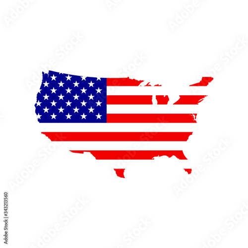 USA map, flag on map, vector illustration