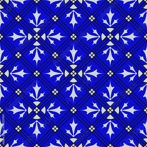 seamless pattern of simple shapes and lines with the image of plant leaves