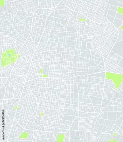 Color vector map of Mexico City Mexico. Vector city center illustration. 