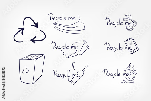 recycling abstract vector concept doodle line sketch illustration clip art