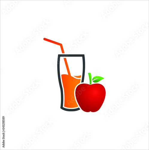 Natural fresh apple juice in a glass vector icon. Fruit juice logo concept
