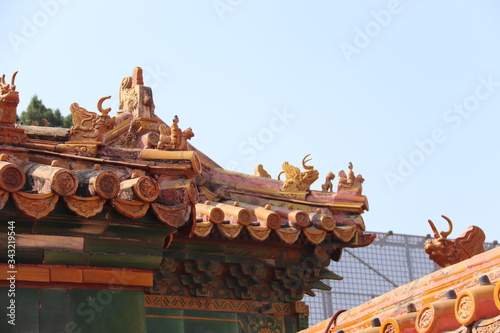 Décorations d'un toit de la Cité interdite à Pékin, Chine  © Atlantis