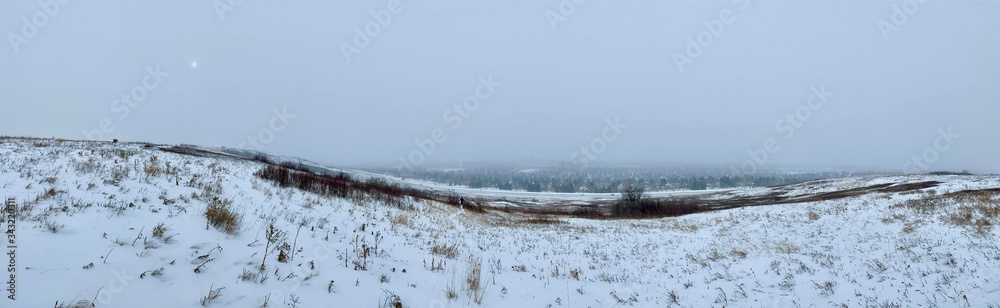 Nose Hill in Calgary during a blizzardy winter day Nose Hill in Calgary during a blizzardy winter day