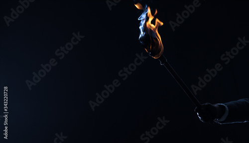 fire torch in the dark