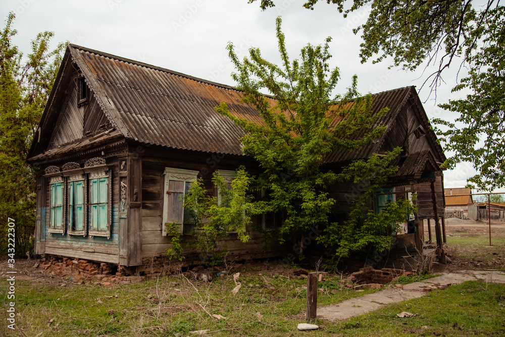 Old wooden house in village