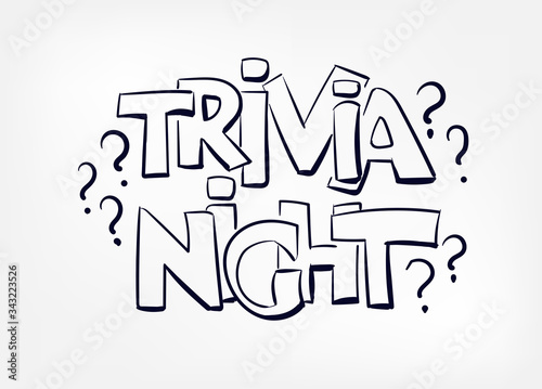 trivia night concept vector doodle sketch hand drawn lettering word
