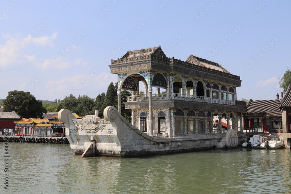 Bateau de marbre sur le lac Kunming à Pékin, Chine