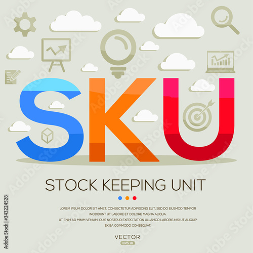 SKU mean (stock keeping unit) ,letters and icons,Vector illustration.
