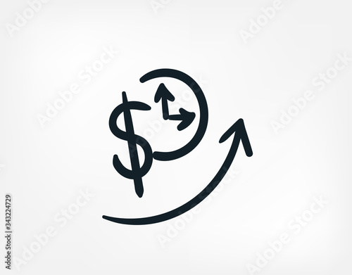 money tome growth business line art doodle vector symbol sign concept