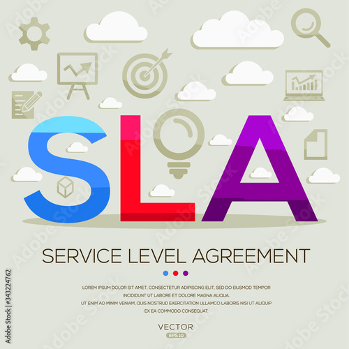 SLA mean (service level agreement) ,letters and icons,Vector illustration.