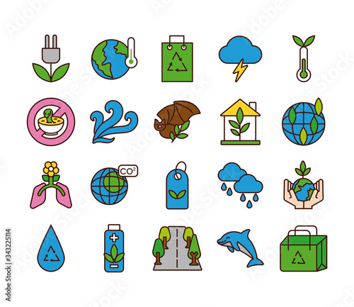 bundle of planet ecology set icons