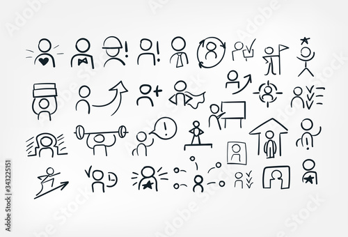 man icon line art doodle vector symbol sign concept set