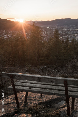 A bench on top of the mountain.