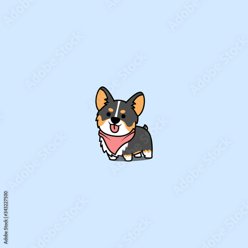 Cute corgi tricolor dog smiling, vector illustration