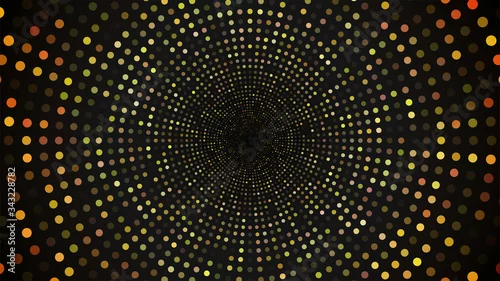 Obraz Golden dots tunnel. Abstract dark background. 