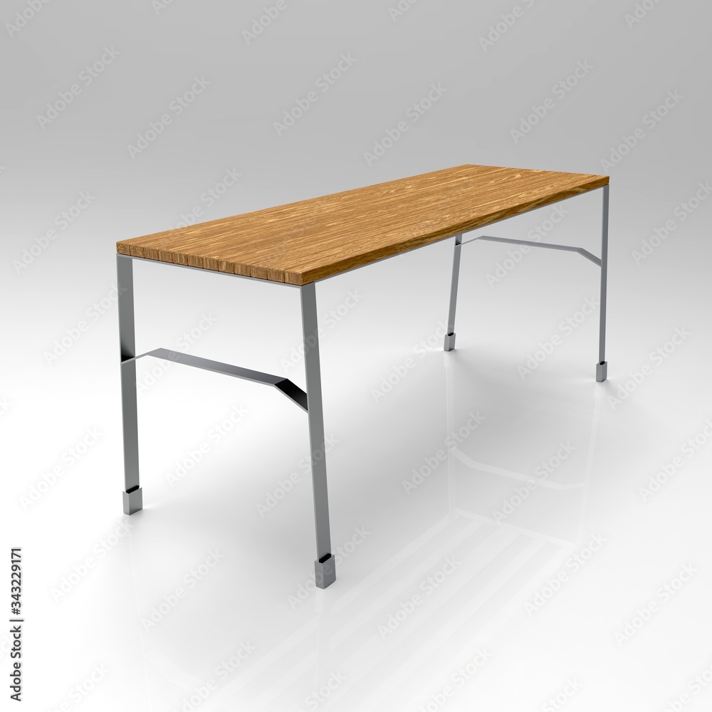 3d image table classic metall and wood