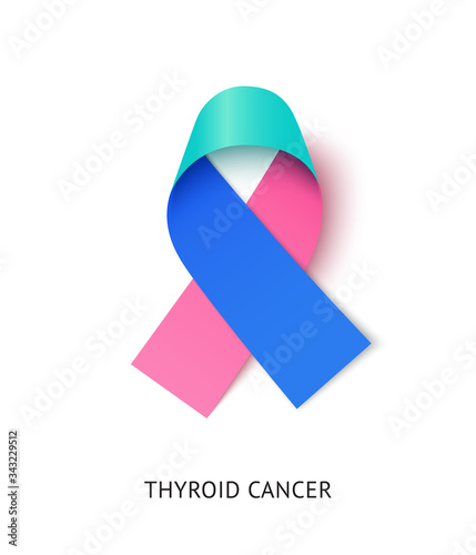 Thyroid cancer awareness ribbon vector realistic illustration