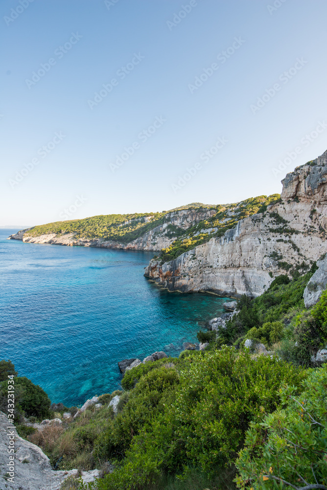 rocky coast of the Greek island of Zakynthos