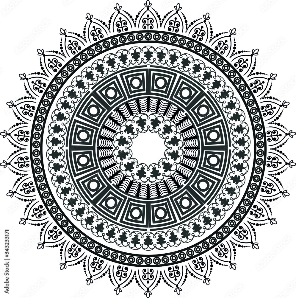 Mandala. Round form. Mehndi decoration.
