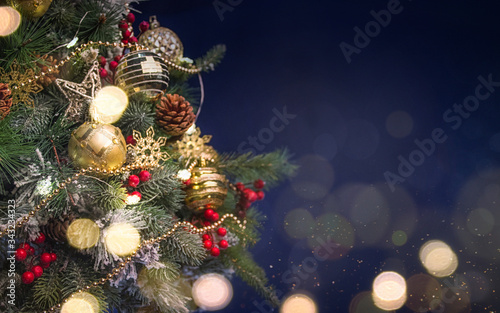 2020 Merry Christmas and New Year holidays background. Blurred bokeh background