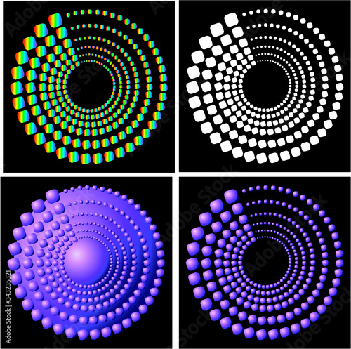 Dotted round swirl graphic design vector art