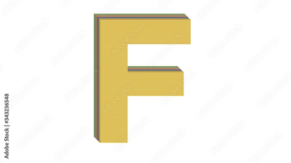 3D ENGLSIH ALPHABET MADE OF 4 COLORED FLAT BLOCK WITH WHITE BACKGROUND : F 3D ENGLSIH ALPHABET MADE OF 4 COLORED FLAT BLOCK WITH WHITE BACKGROUND : F