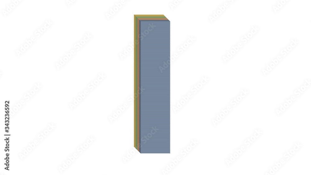 3D ENGLSIH ALPHABET MADE OF 4 COLORED FLAT BLOCK WITH WHITE BACKGROUND : I 3D ENGLSIH ALPHABET MADE OF 4 COLORED FLAT BLOCK WITH WHITE BACKGROUND : I