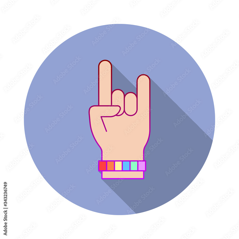 Rock, hand, pride long shadow icon. Simple color vector of World pride day icons for ui and ux, website or mobile application Rock, hand, pride long shadow icon. Simple color vector of World pride day icons for ui and ux, website or mobile application
