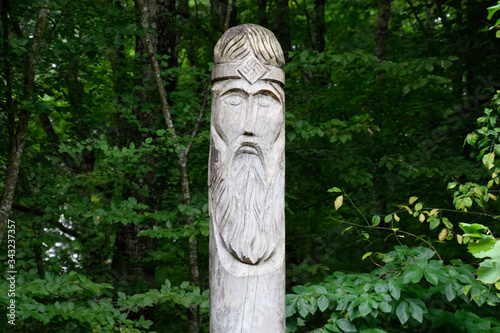 temple of Dagboga, a pagan idol in the mountain forest of Shapsugi. Dazbog