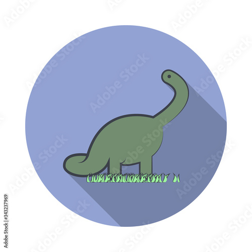 brontosaurus cartoon long shadow icon. Simple color vector of Prehistoric icons for ui and ux  website or mobile application