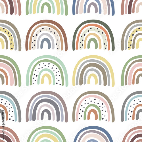 seamless pattern with multicolor pastel rainbows - vector illustration, eps 