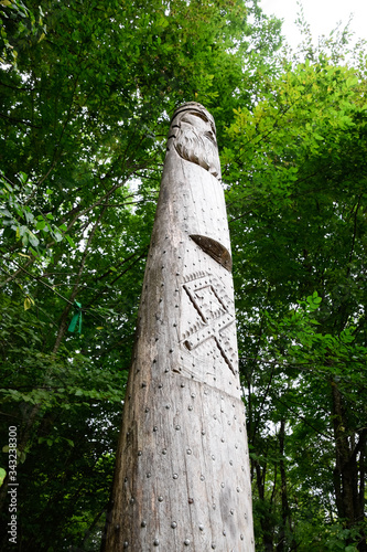 temple of Dagboga, a pagan idol in the mountain forest of Shapsugi. Dazbog photo