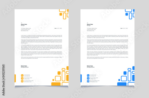 Abstract blue and yellow corporate letterhead template