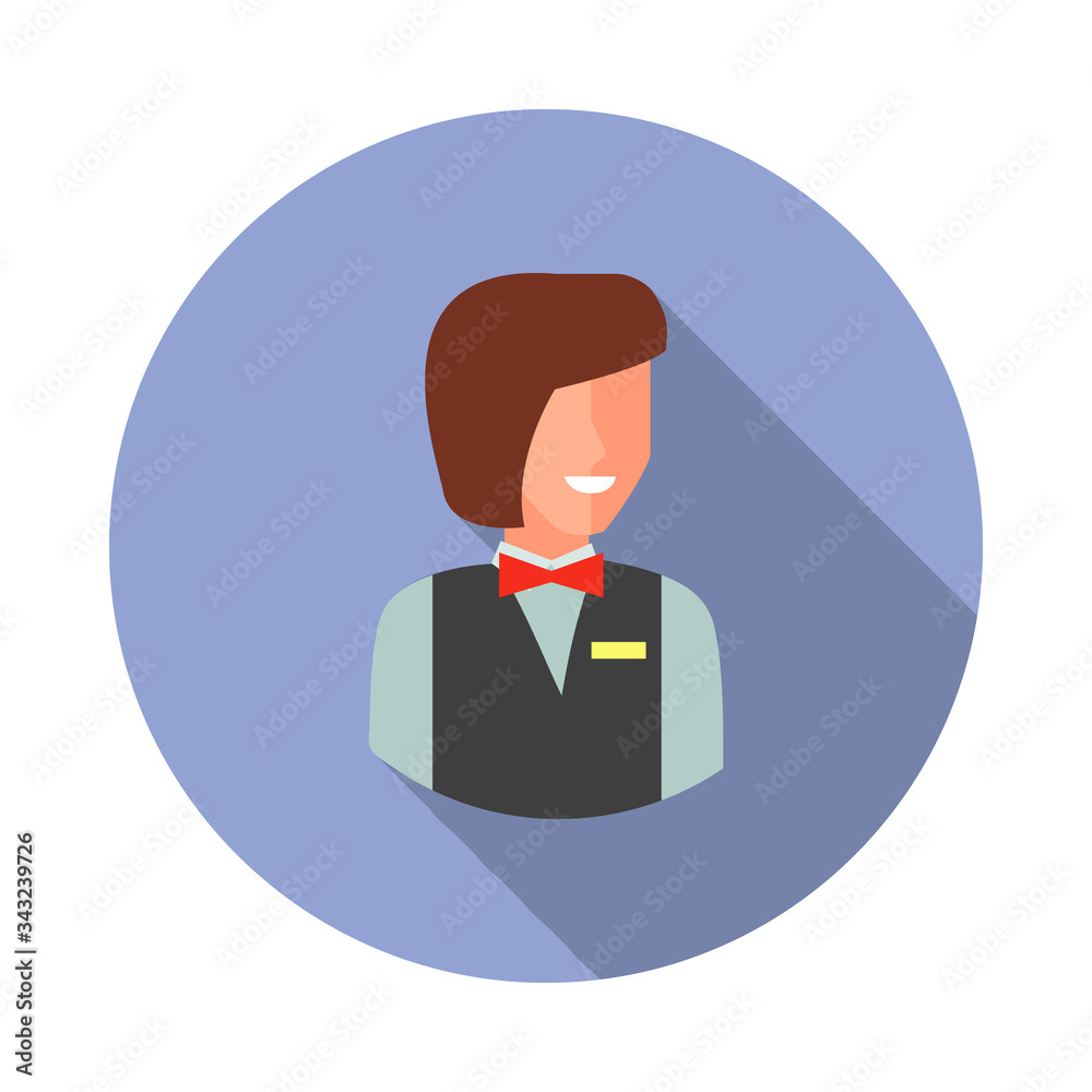 colored avatar of waitress long shadow icon. Simple color vector of Avatar icons for ui and ux, website or mobile application colored avatar of waitress long shadow icon. Simple color vector of Avatar icons for ui and ux, website or mobile application