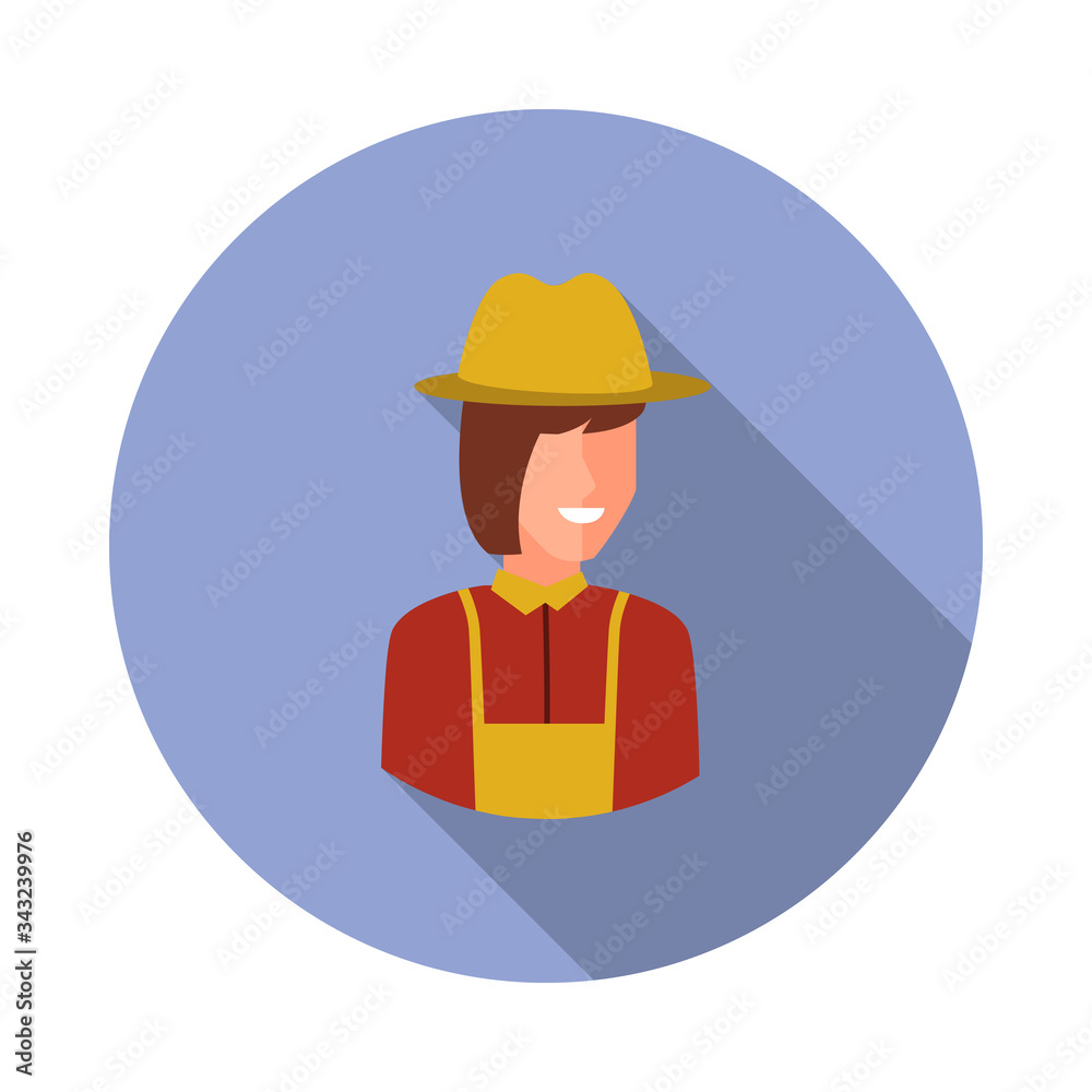 colored avatar of woman farmer long shadow icon. Simple color vector of Avatar icons for ui and ux, website or mobile application