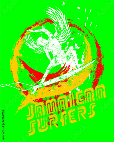 Jamaica surfer print embroidery graphic design vector art
