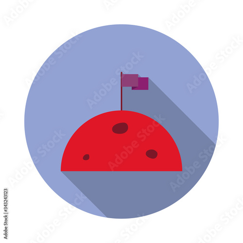 flag on the moon colored long shadow icon. Simple color vector of space icons for ui and ux, website or mobile application