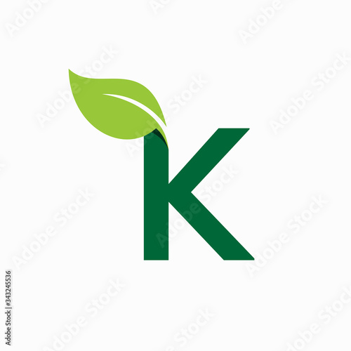 leaf with letter k vector logo