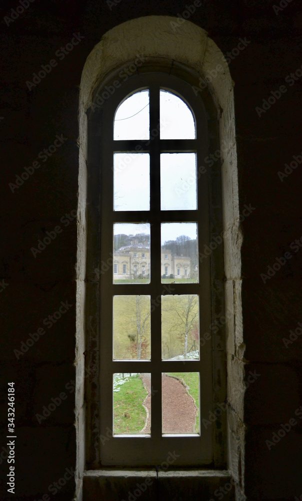 English Stately Home through a tall window