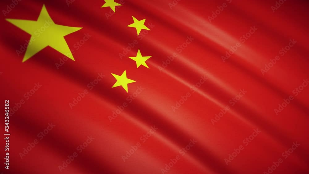 Chinese flag close-up. Fluttering in the wind. Yellow stars on a red background. Vignetting at the edges of the frame. Looped video footage. 4K. HD Chinese flag close-up. Fluttering in the wind. Yellow stars on a red background. Vignetting at the edges of the frame. Looped video footage. 4K. HD