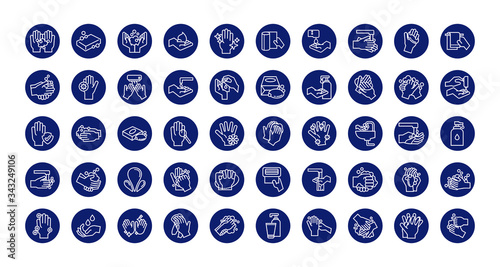 bundle of hands washing block style icons