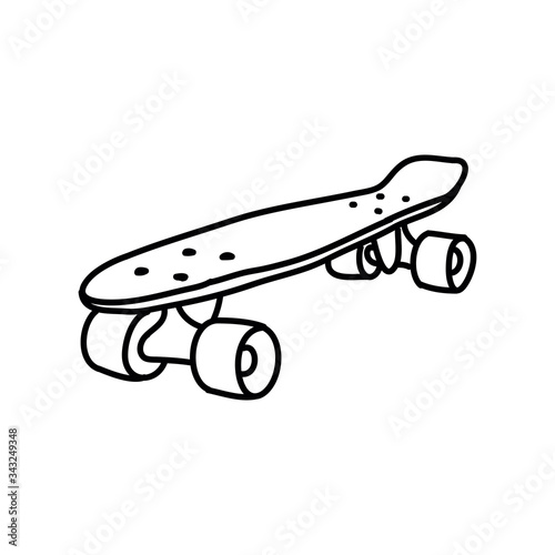 penny board doodle icon, vector illustration