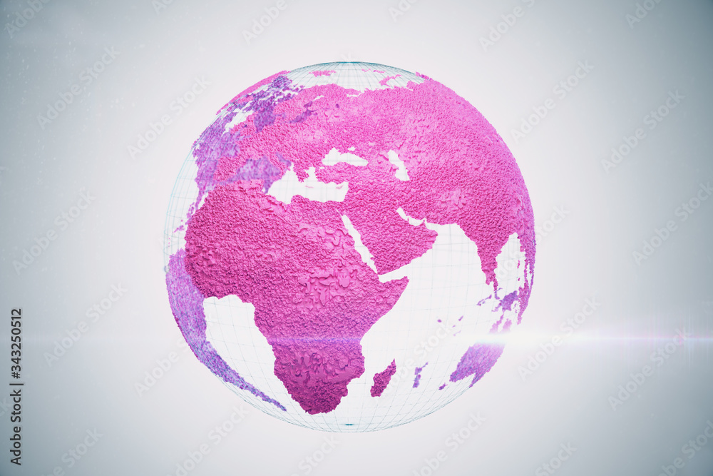 Red globe with coronavirus 2019-ncov flu infection. Red globe with coronavirus 2019-ncov flu infection.