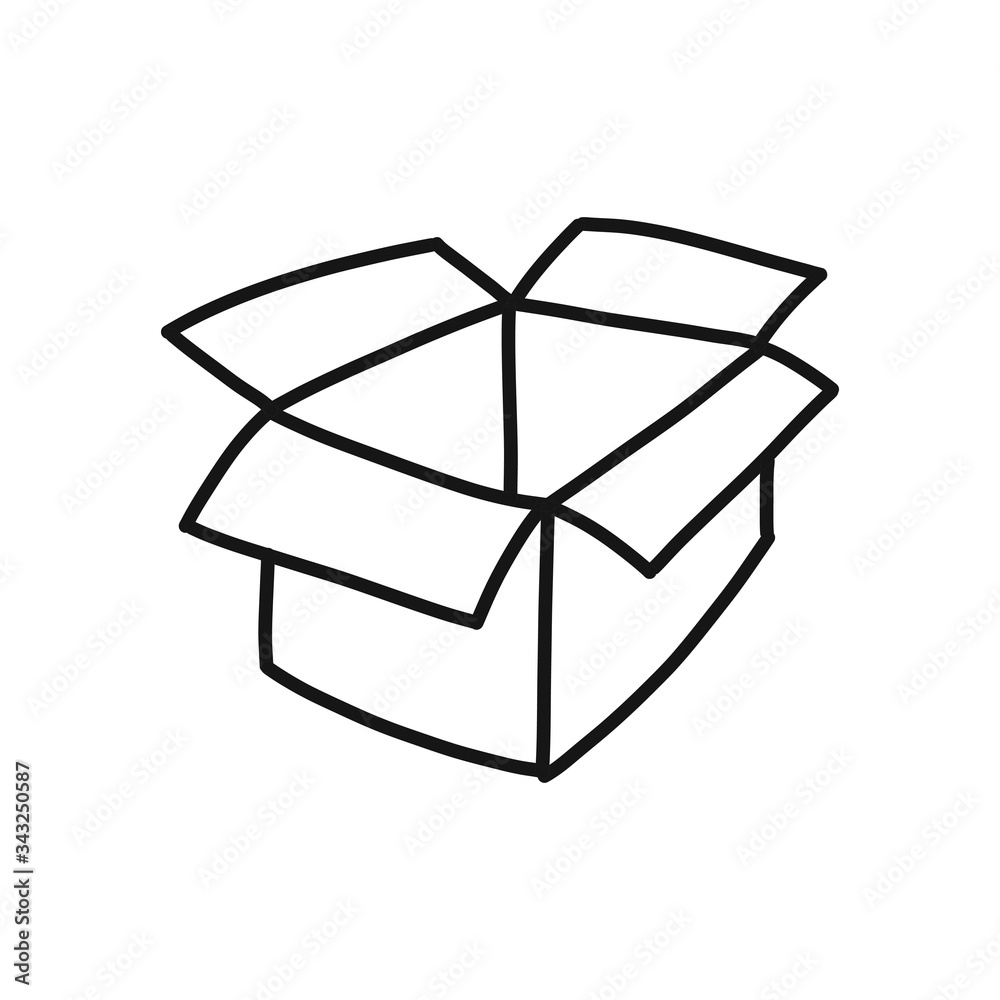 cardboard box doodle icon, vector illustration