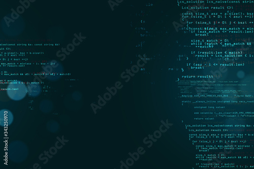 Abstract dark coding backdrop with text. photo